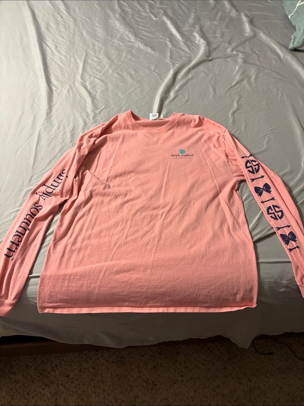 Simply Southern Long-Sleeve Coral Pink Graphic Tee